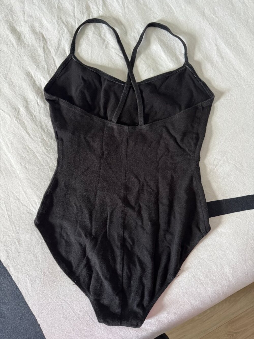 Black Dance Leotard Strappy Back Camisole Ballet Bodysuit Sz L - Picture 2 of 5